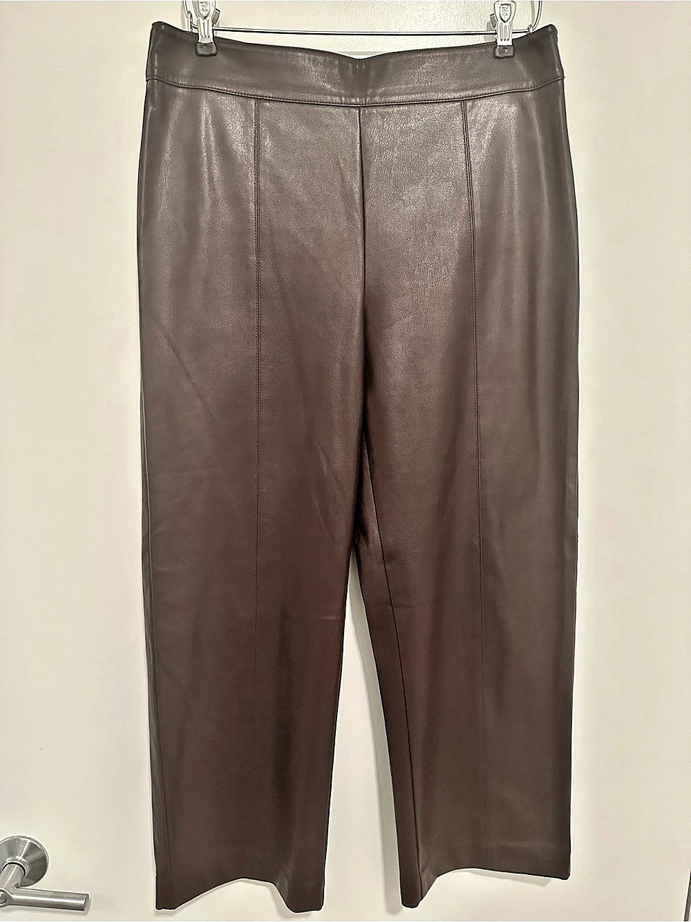 Ann Taylor Leather-Look Straight Leg Pants Purple Size 6